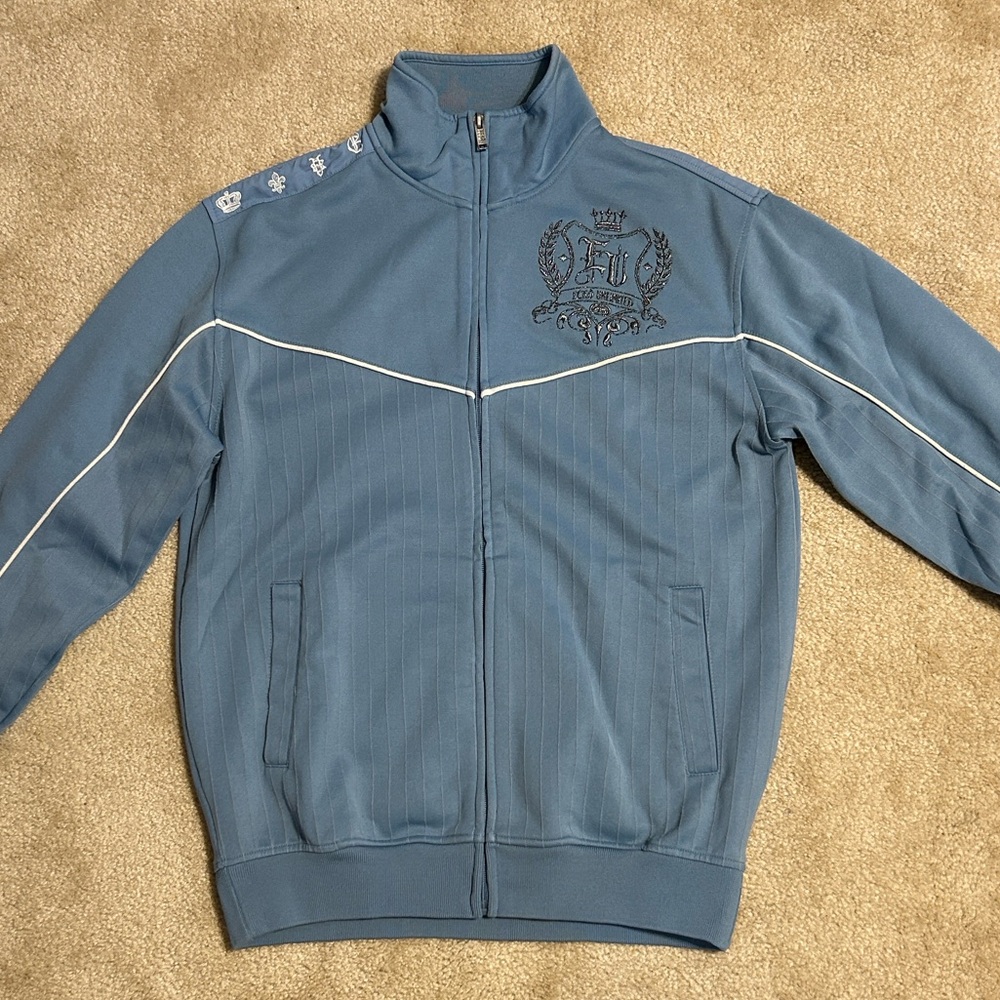 Ecko Unltd Light Blue Zip-Up Jacket with Navy Trim